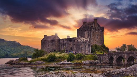 view of the eilean donan castle in the highlands of scotland uk