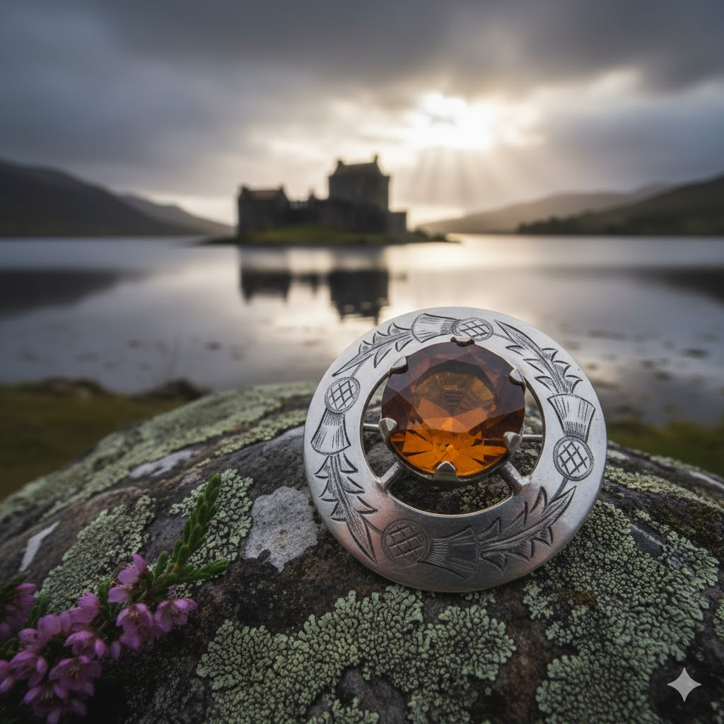Scottish Antiques-Collectables. Jewelled Brooch.