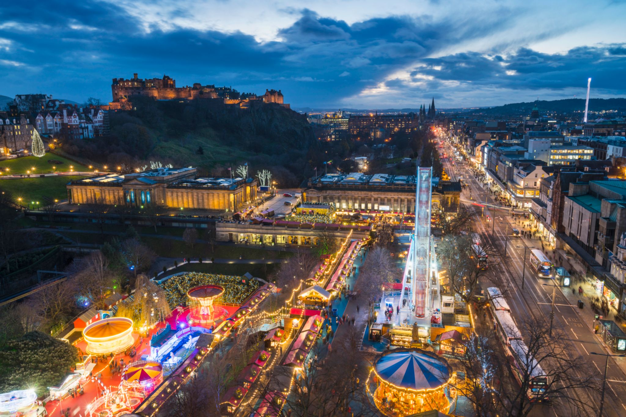 Edinburgh Christmas Market Aeriel