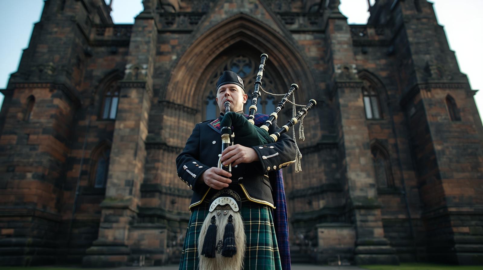 Piper playing a tune. Edinburgh